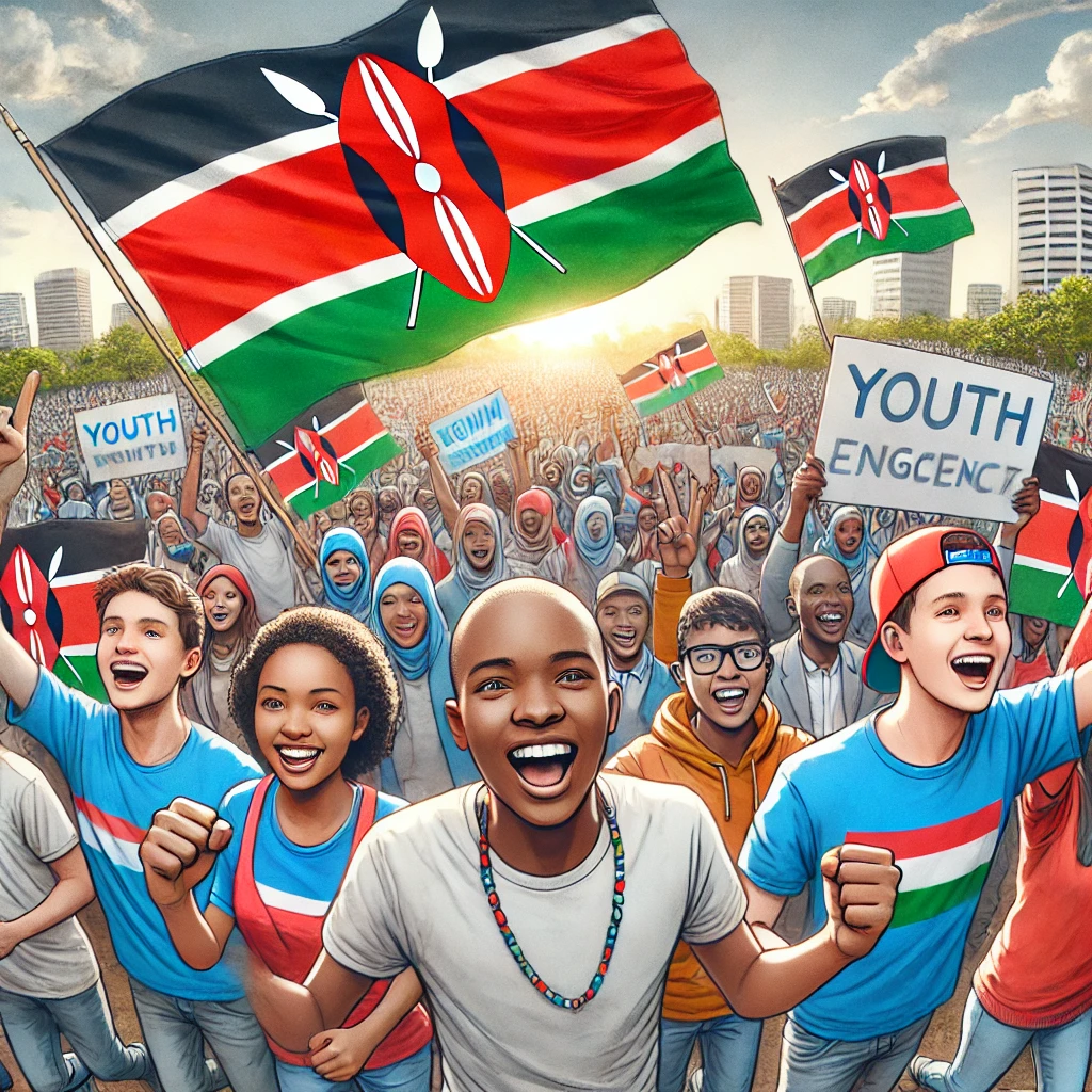 An image of a Kenyan youth rally with young people actively participating symbolizing youth engagement in politics