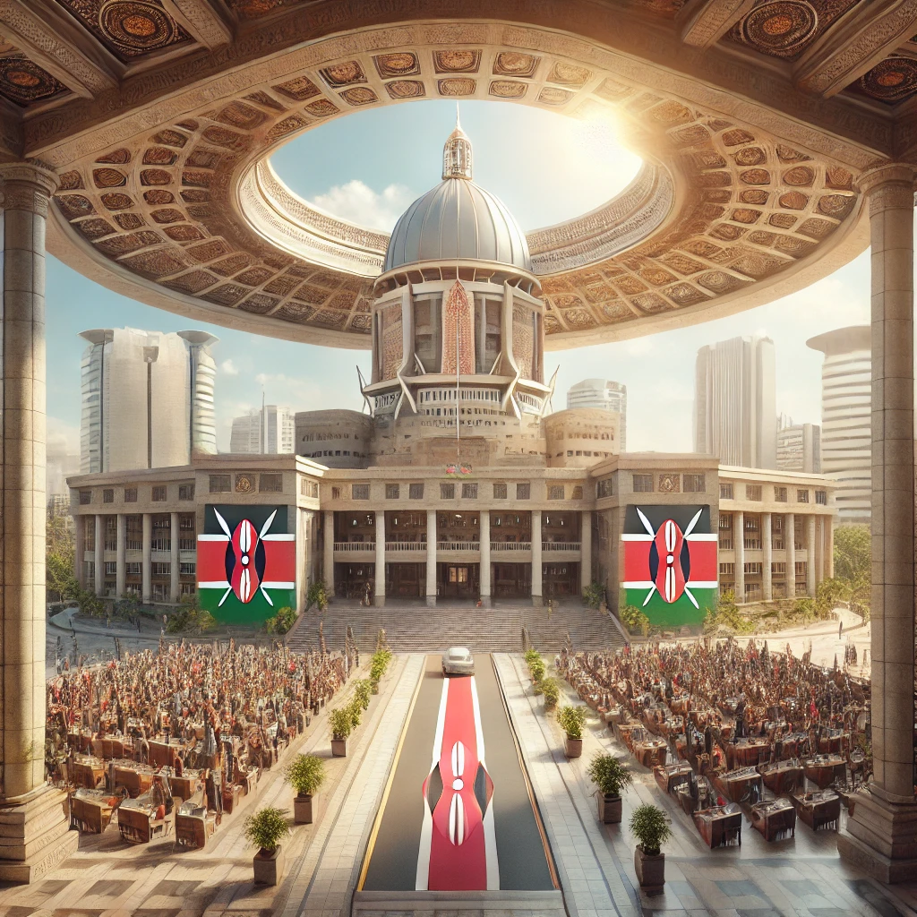 An image of the Kenyan Parliament building in Nairobi symbolizing Kenyas active political landscape as it approaches 2025