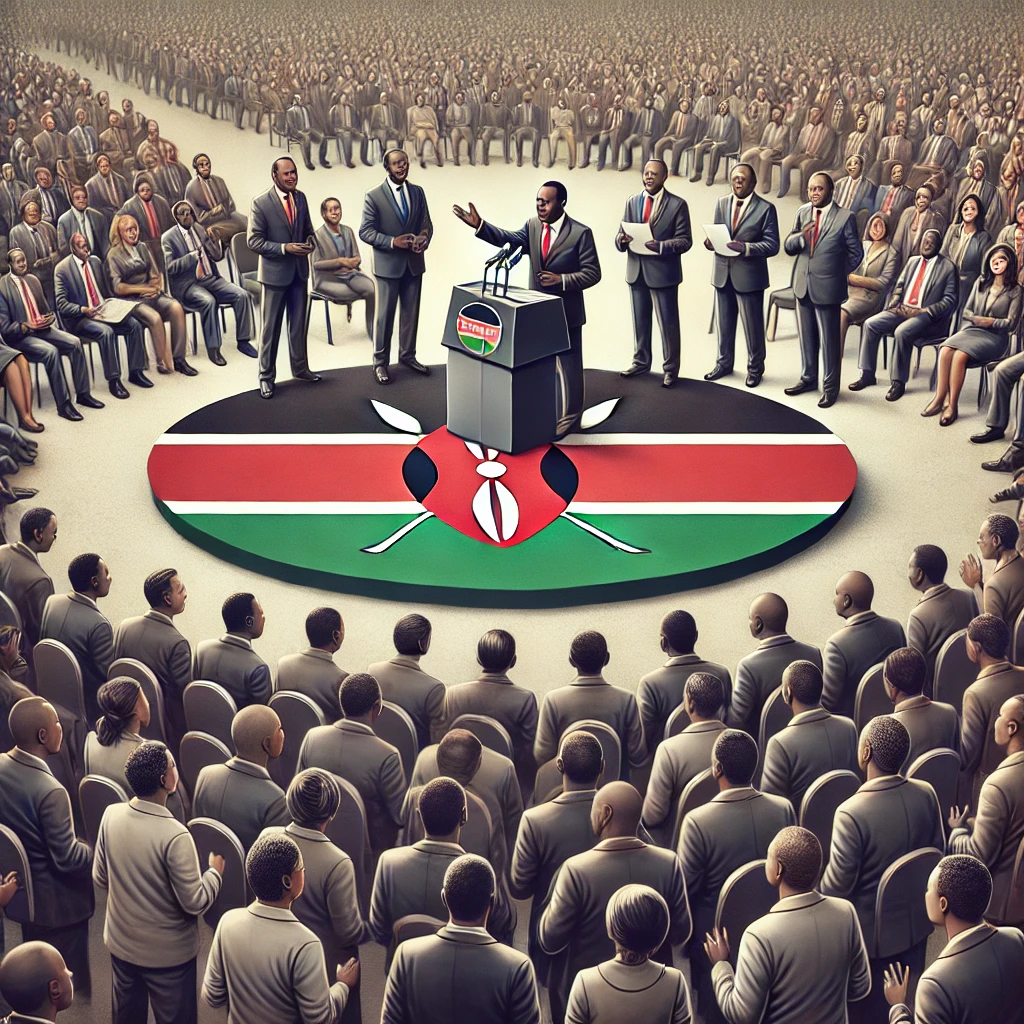 An image showing Kenyan opposition leaders addressing a crowd symbolizing the influence and role of the opposition in Kenyan politics