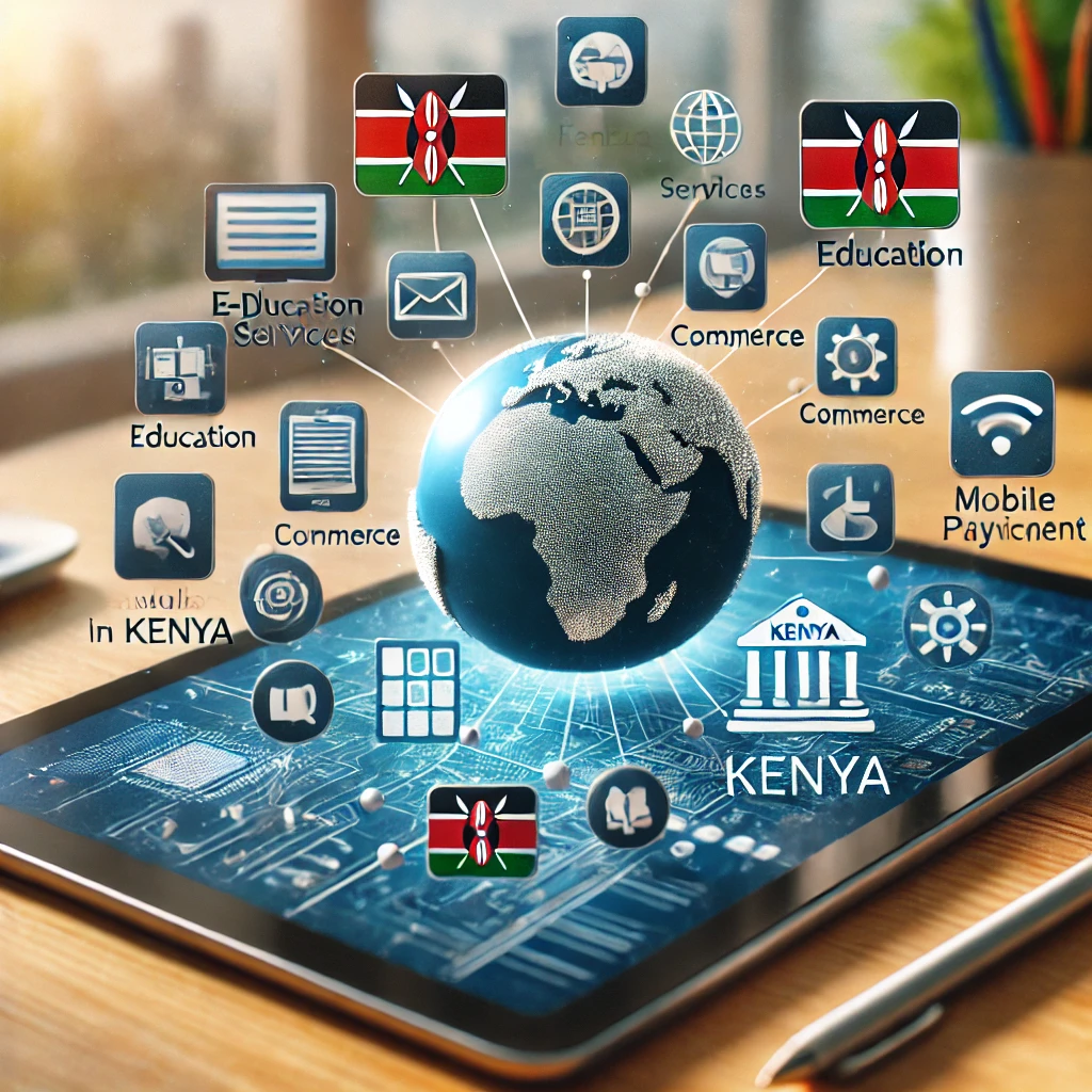 tablet or smartphone showing different digital services in Kenya symbolizing the impact of digital transformation